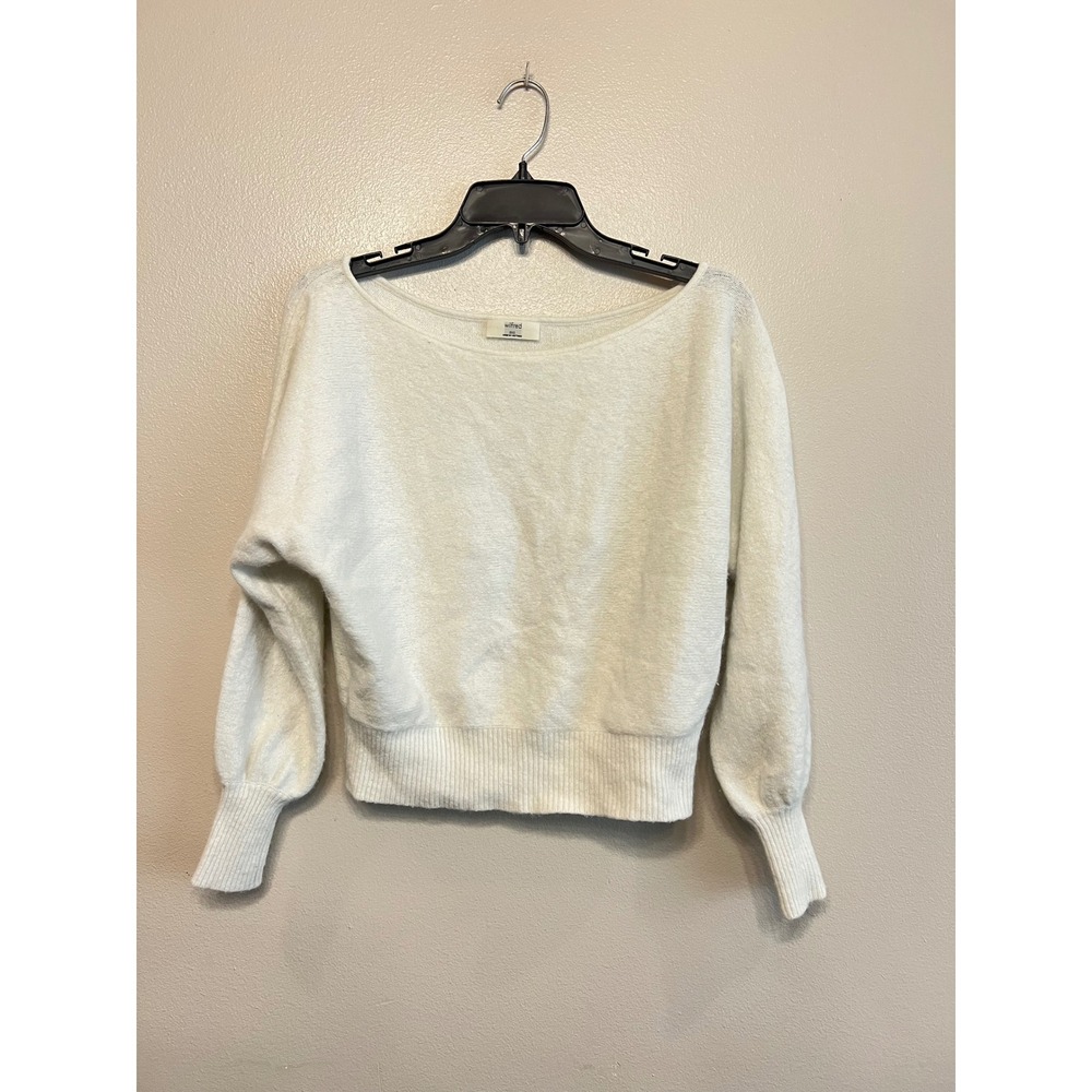 Wilfred Aritzia Cipriana Wool Cashmere Boatneck Dolman Sweater Cream 2XS